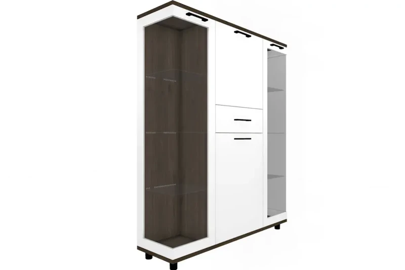 Шкаф многоцелевой ШК-5080-ГТ-БГ (Гикори Джексон Темный/Белый Бриллиант Глянцевый) в мебель-центре Озерцо