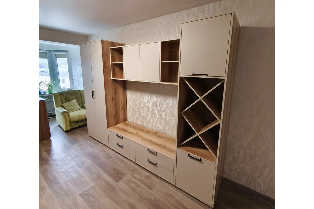 Гостиная Оливия (Делано светлый/Сатин) — Мебель-центр Озерцо