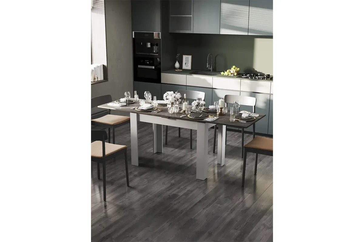 Стол раздвижной Промо тип 4 (Белый/Ателье темный) - купить в Озерце