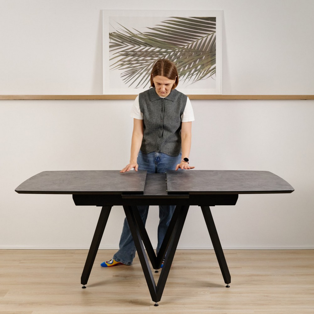 Стол ТЕОРЕМА-АВТО HPL альп.шифер/муар черный - купить в Озерце