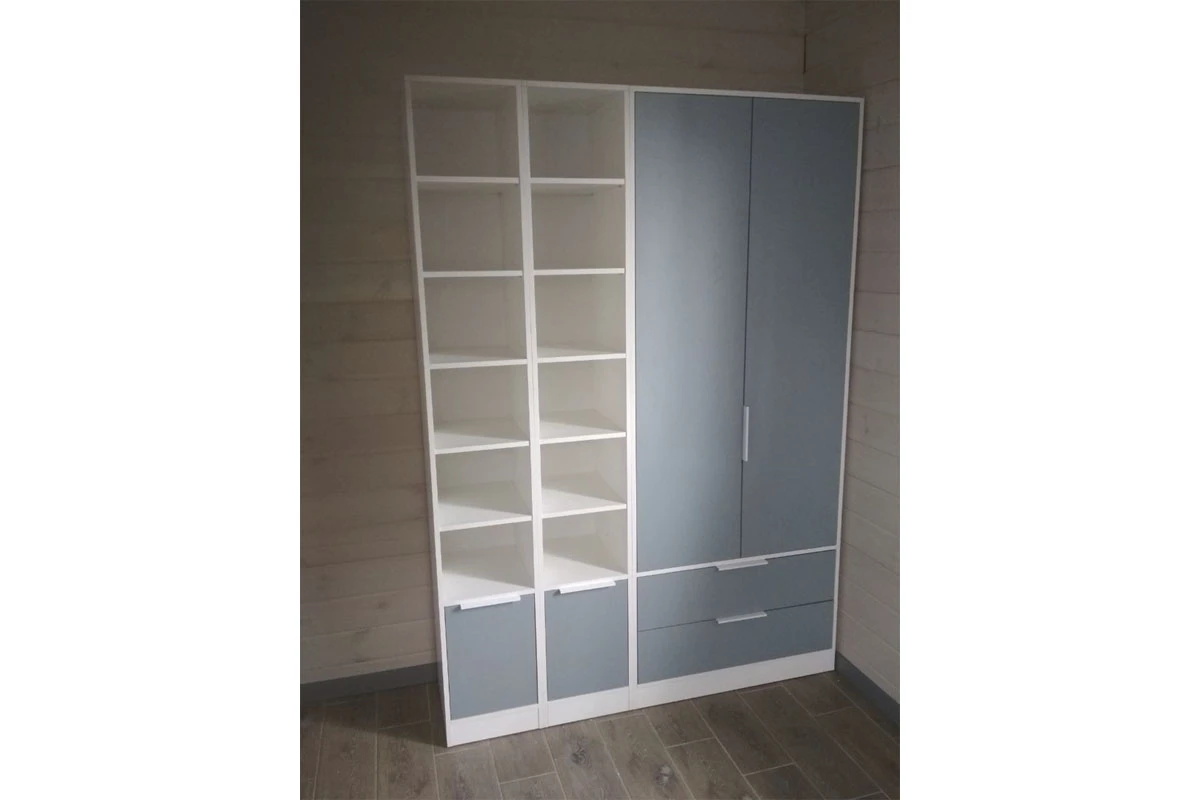 Шкаф для одежды Марли (Белый/Серо-голубой) в мебель-центре Озерцо