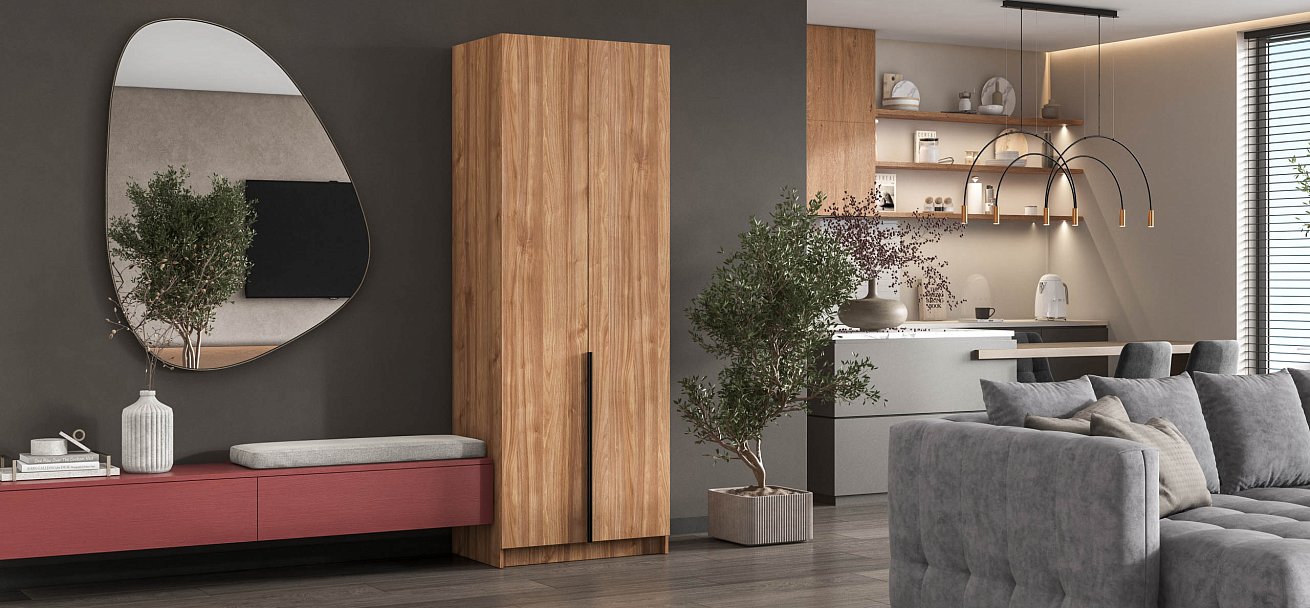 Босс Стандарт 80*220 шкаф распашной 2Д + ящики Орех Селект в мебель-центре Озерцо