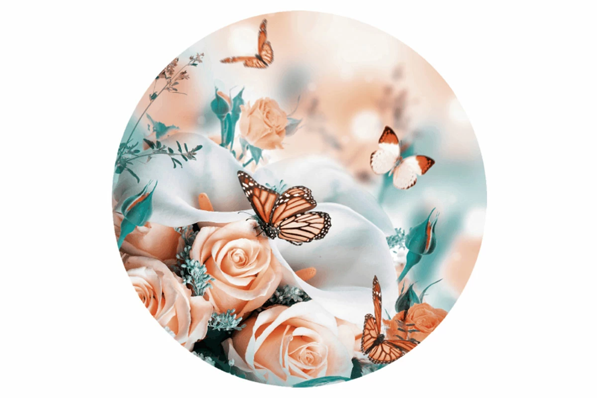 Стол обеденный Бостон круглый на опоре триумф (рис. Бабочки) - купить в Озерце