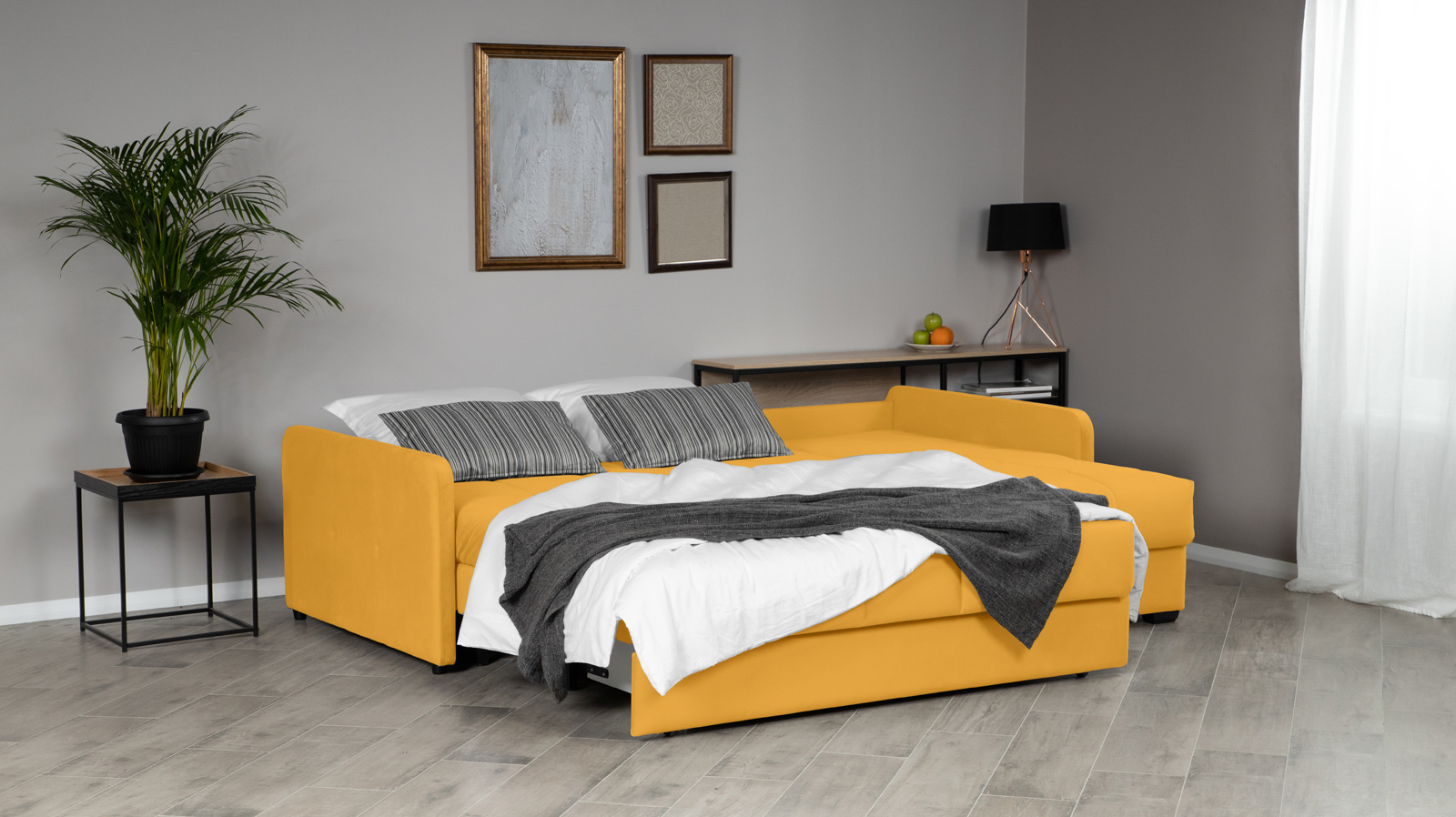 Диван угловой Domo Pro с узкими подлокотниками, стежка квадрат, ткань Sky Velvet 30 160x216 — купить в Озерце
