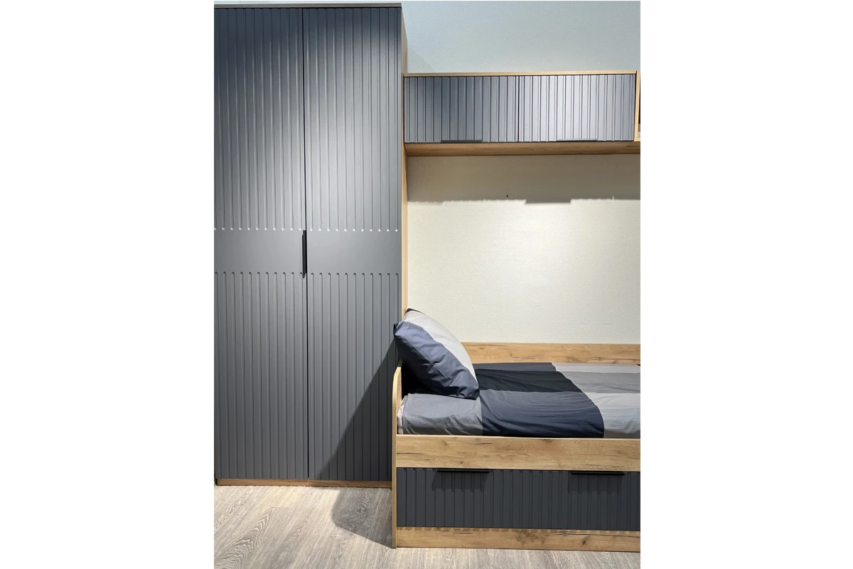 Кровать комбинированная Хилтон 90х200 Тип 1 (Дуб Крафт золотой/Графит матовый) - купить в Озерце