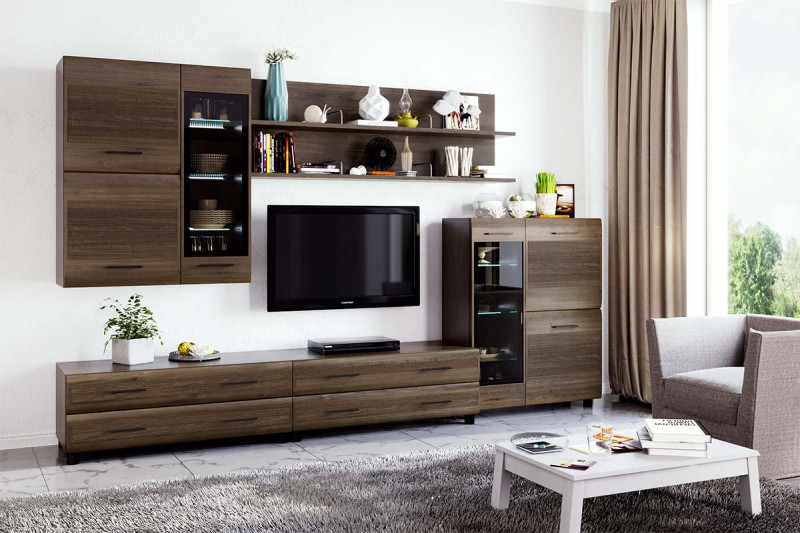 Гостиная Камелия-6 (Гикори Джексон Темный) — Мебель-центр Озерцо