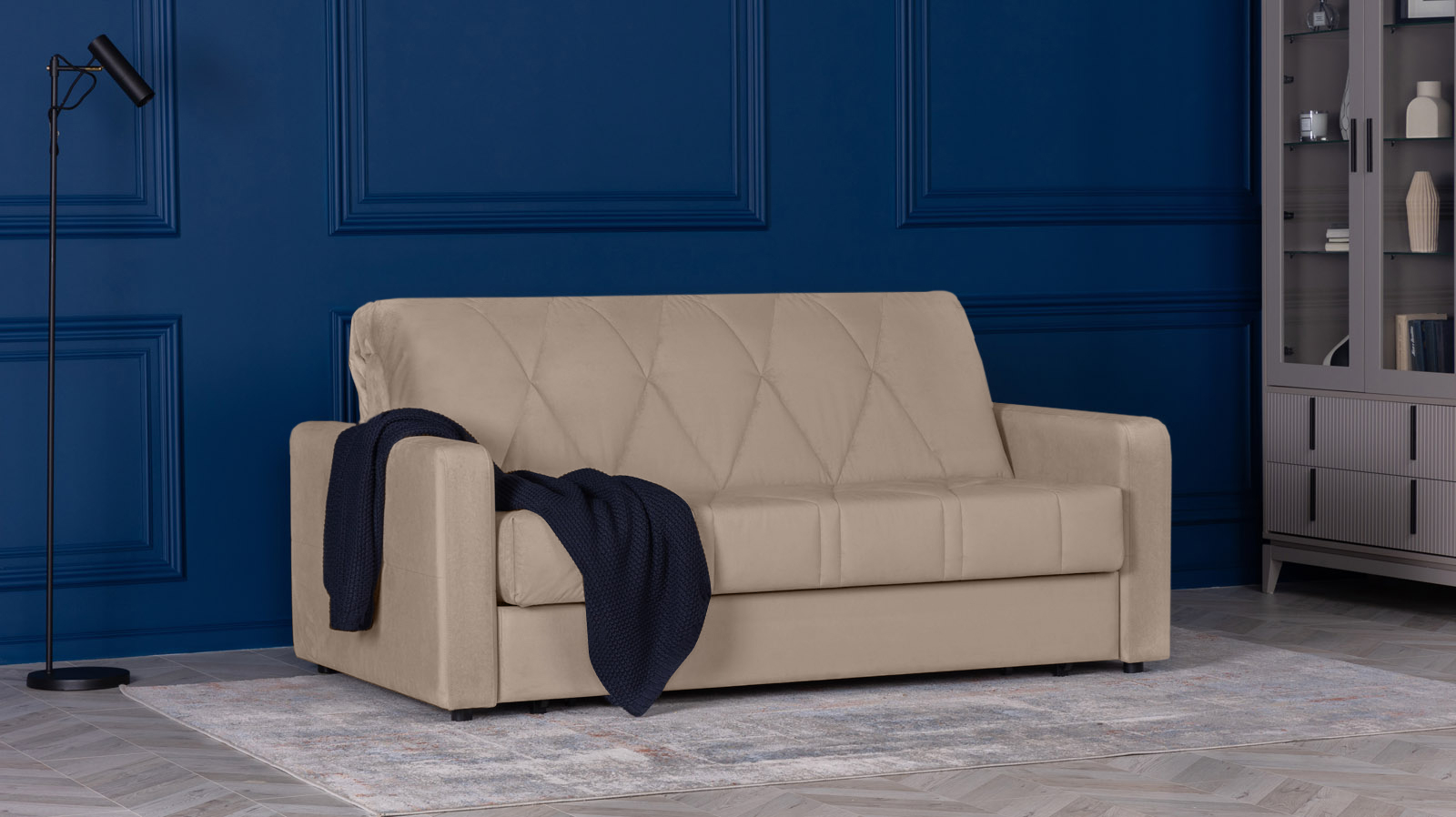Диван - кровать Domo Pro стежка ромб, ткань Sky Velvet 03 140x216 — купить в Озерце