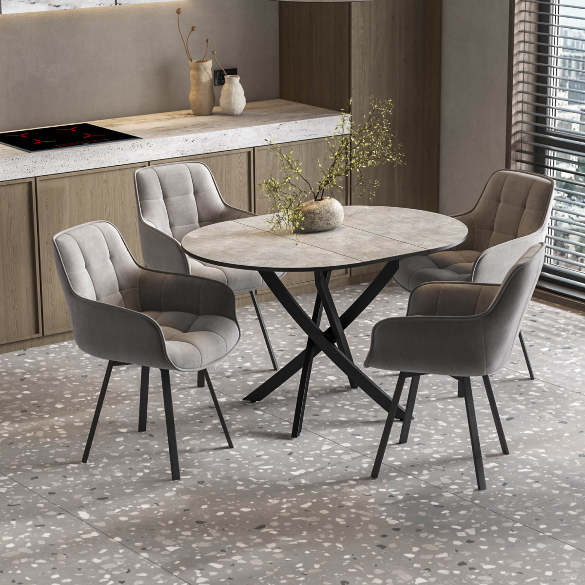 Стул Спин Velutto серый, черный - купить в Озерце