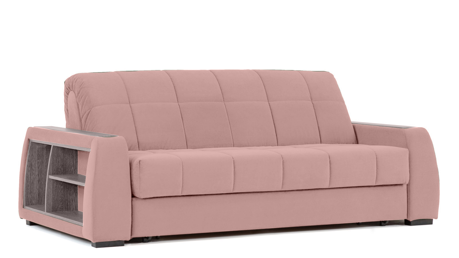 Диван - кровать Domo Pro с полками цвета ясень, стежка квадрат, ткань Sky Velvet 01 140x216 — в мебель-центре Озерцо
