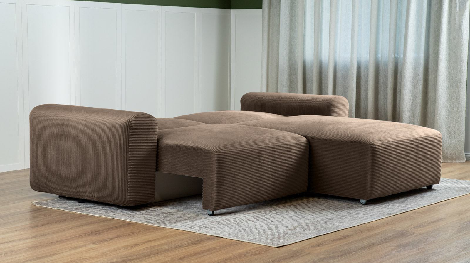 Диван -кровать угловой Raklet ткань Cilium Brown 156x258 — купить в Озерце