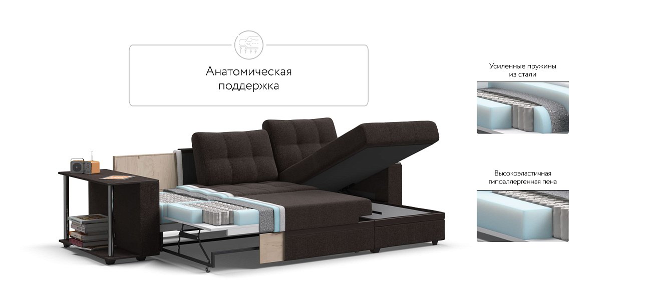 Атланта НПБ угловой диван Рогожка Мальмо шоколад — купить в Озерце