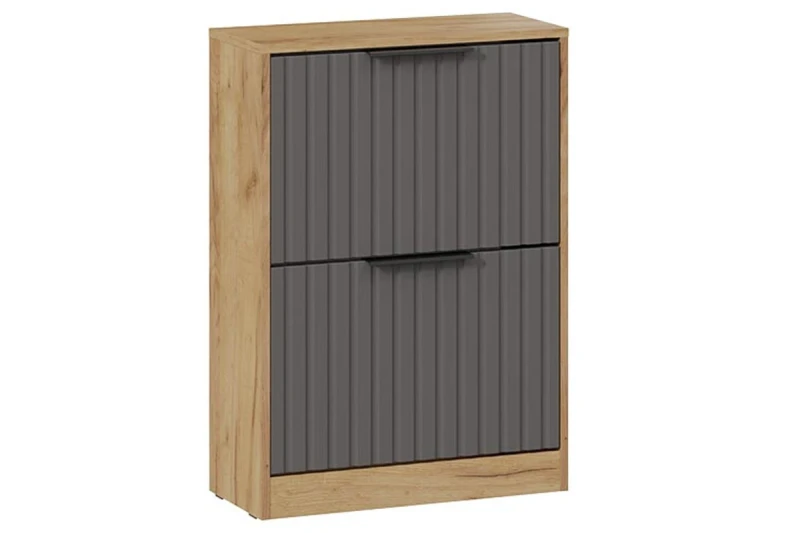 Тумба для обуви Хилтон Исп.2 (Дуб Крафт золотой/Графит матовый) — Мебель-центр Озерцо