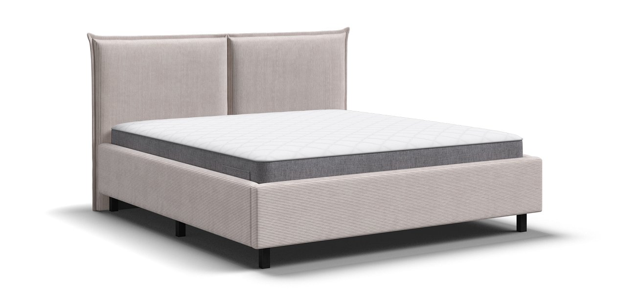 Кровать ЛЕО 160 Вельвет CORD бежевая - купить в Озерце