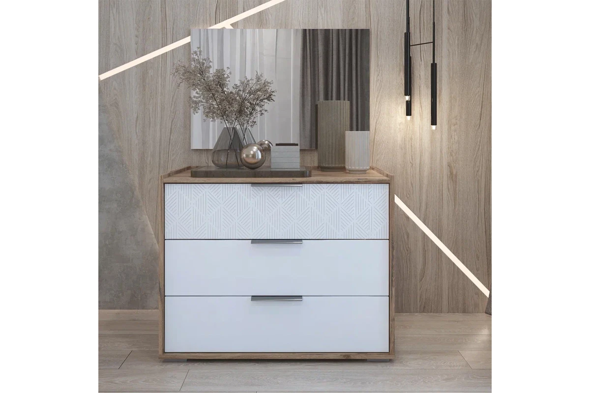 Комод Николь мод.3 (Белый/Дуб Альпийский) — Мебель-центр Озерцо