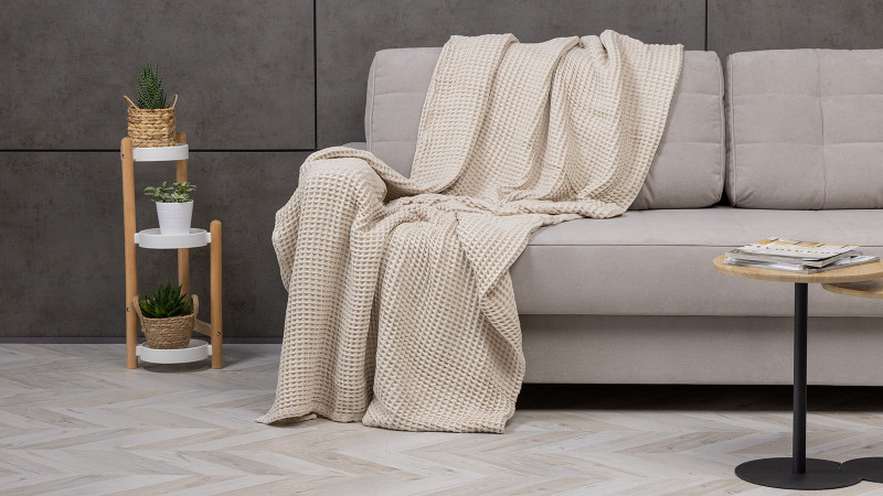 Покрывало хлопковое Waffle, цвет: айвори 220x230 в мебель-центре Озерцо
