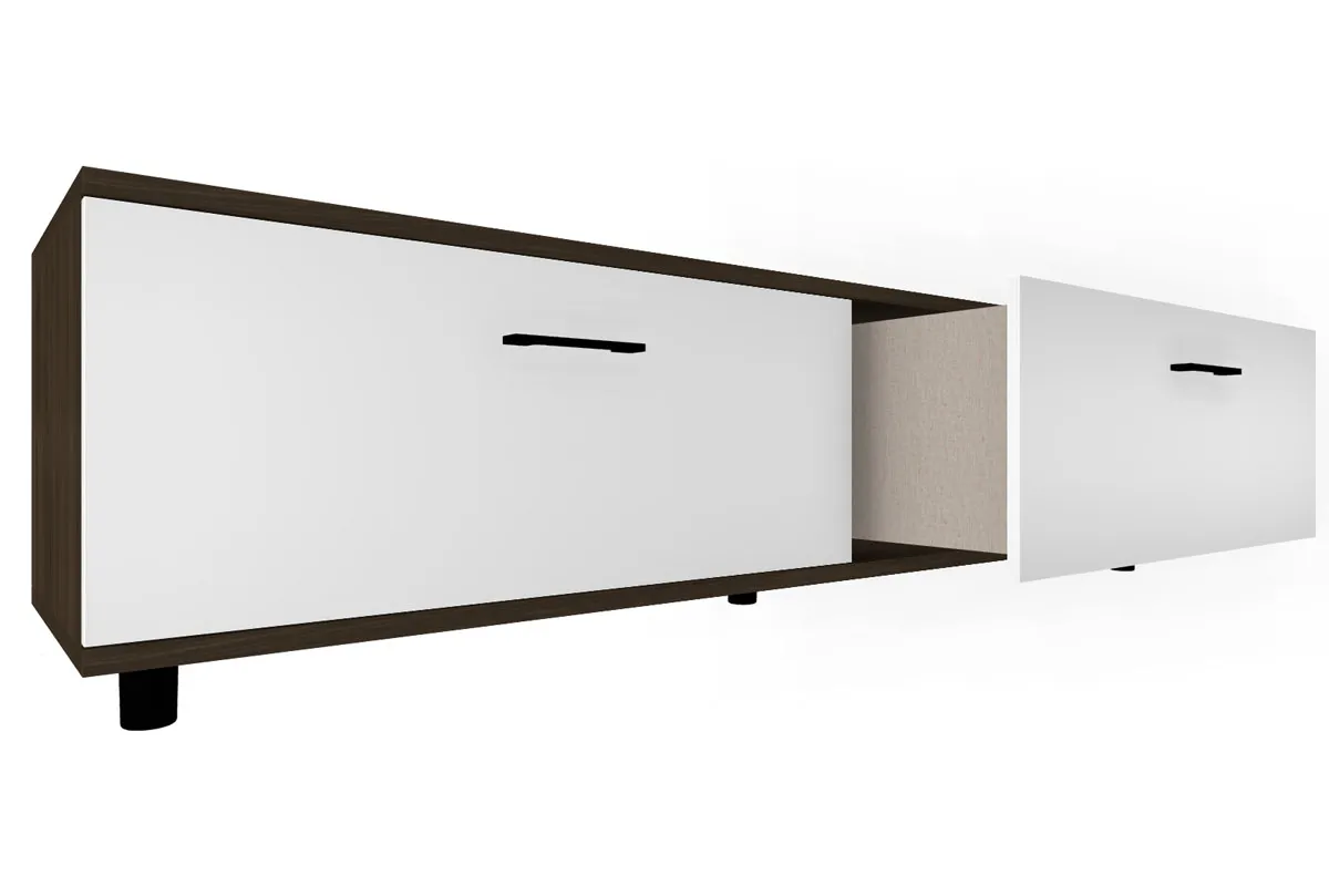 Тумба ТБ-5038-ГТ-БГ (Гикори Джексон Темный/Белый Бриллиант Глянцевый) — Мебель-центр Озерцо