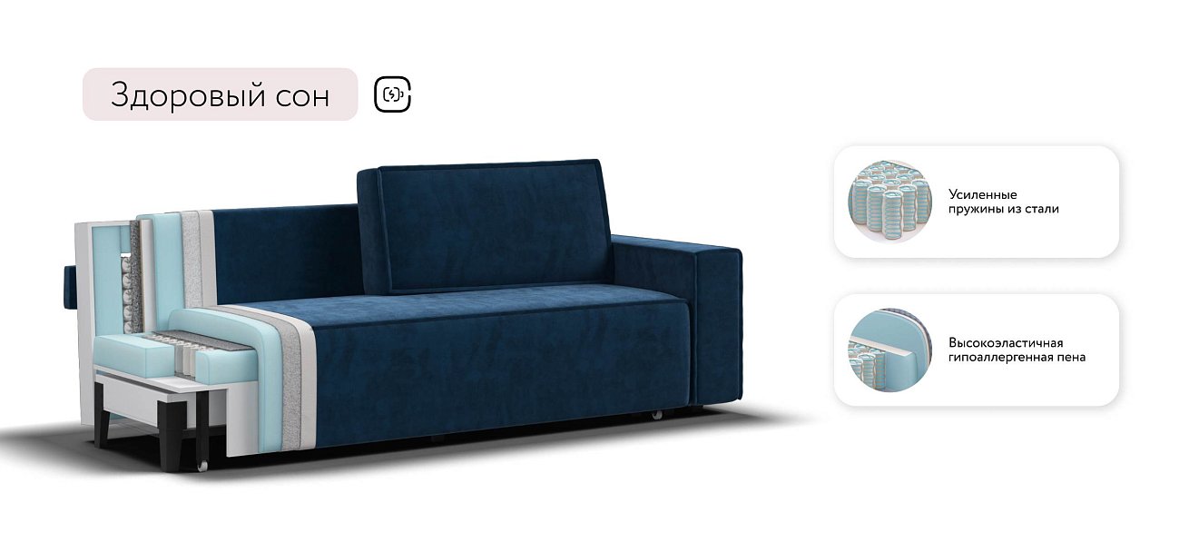 Лофт диван Велюр Монолит синий — купить в Озерце