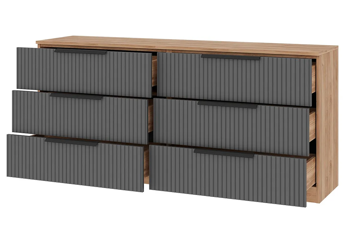 Комод широкий Астория 18 (Дуб кастелло медовый / Графит софт) — Мебель-центр Озерцо