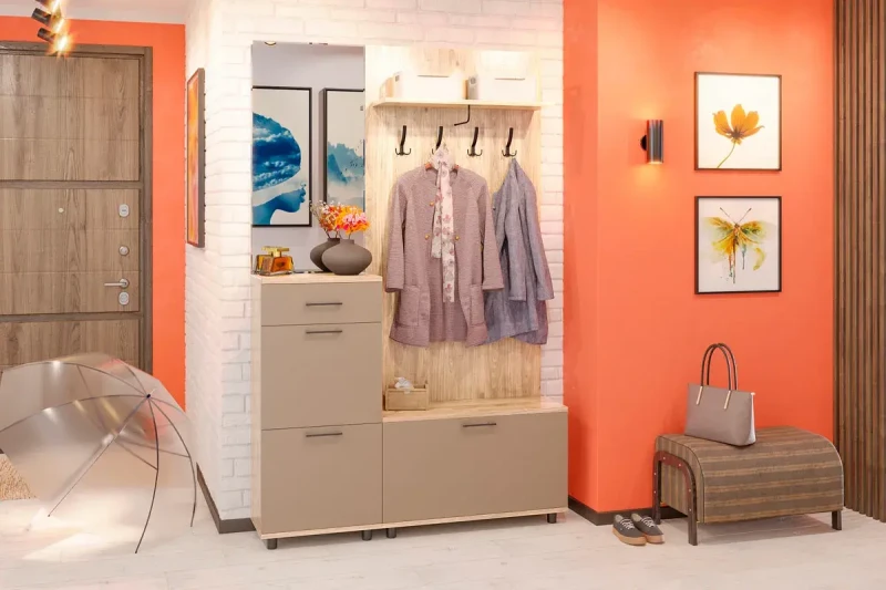 Прихожая Грейс комплект 9 (Гикори Джексон Светлый/Латте Матовый) — Мебель-центр Озерцо