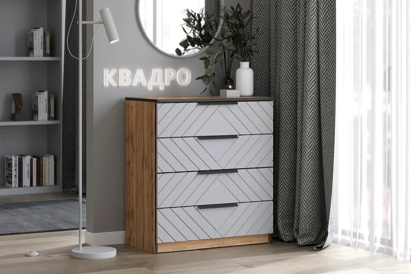 Комод Квадро №750.1 (Дуб вотан / Мартини) — Мебель-центр Озерцо
