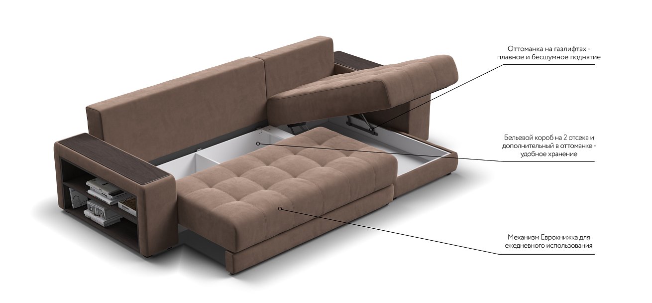 Дубай угловой диван Велюр Монолит мокко, Монолит латте — купить в Озерце