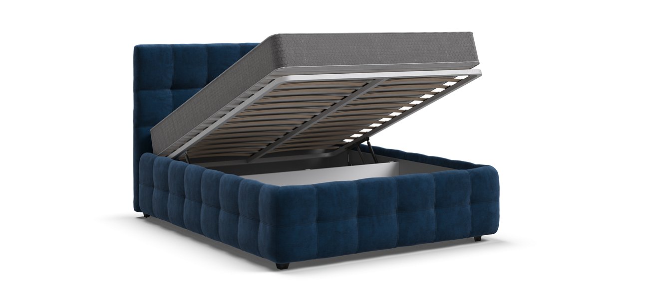 Босс Кровать+ПМ 140*200 Велюр Монолит синий - купить в Озерце
