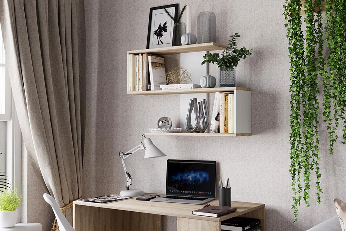 Полка настенная Diamond (Дуб Сонома/Белый) — Мебель-центр Озерцо