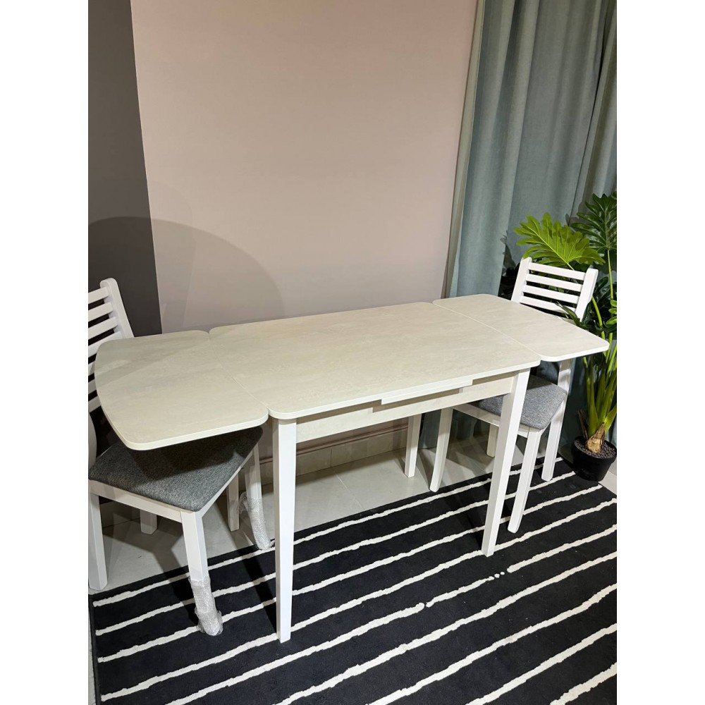 Стол СИЭТЛ 60х90 шелковый камень/ноги тип-НД белый - купить в Озерце