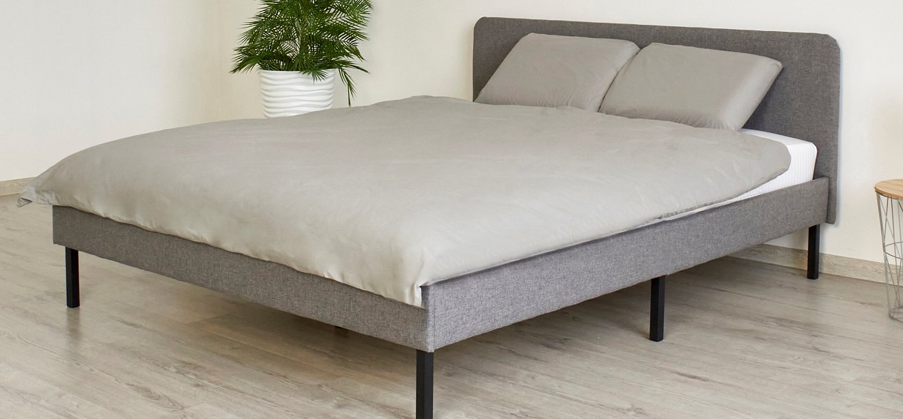 Кровать Уна 160*200 рогожка Malmo серая, черная - купить в Озерце