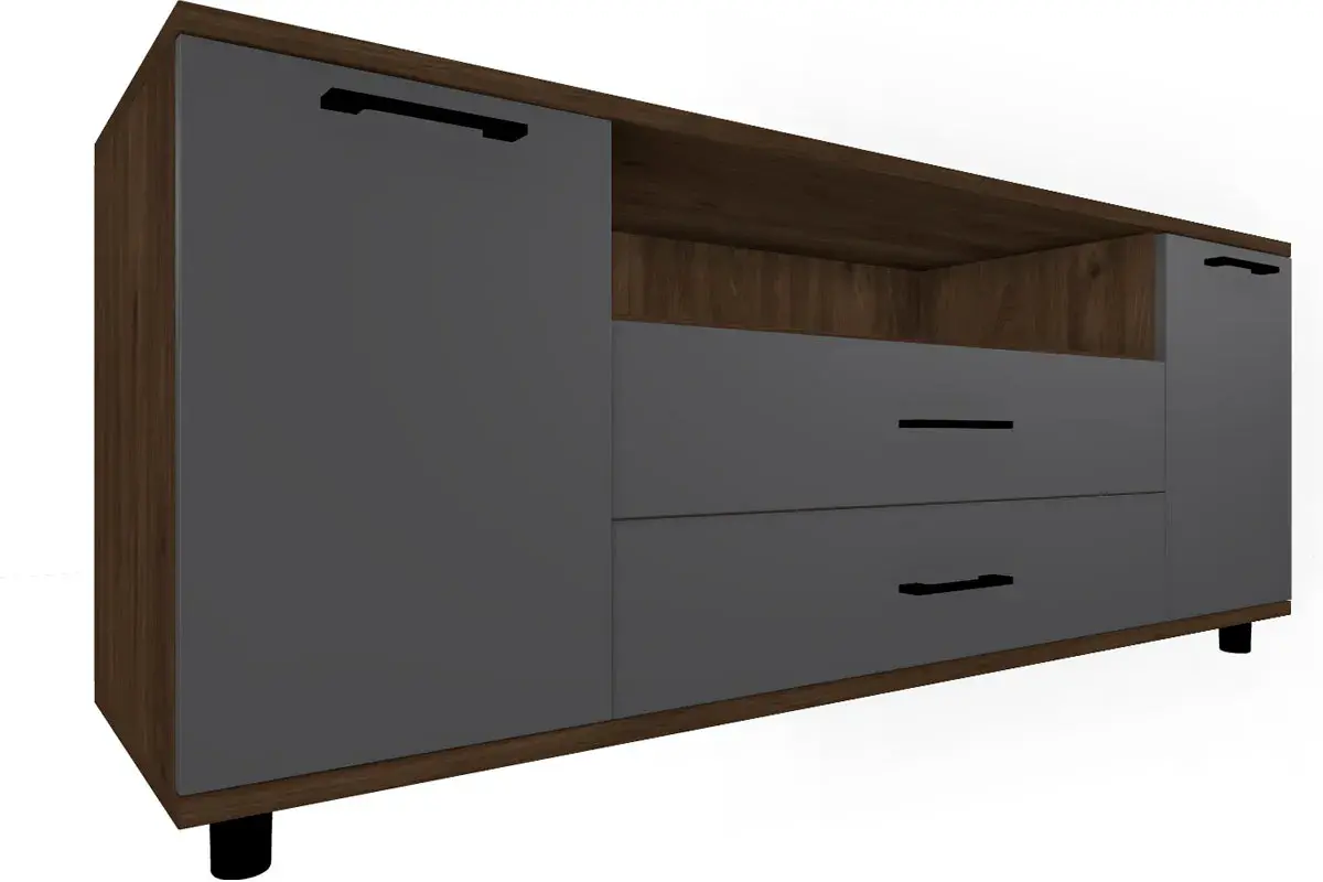 Гостиная Грейс комплект 12 (Гикори Джексон Темный/Антрацит Матовый) — Мебель-центр Озерцо