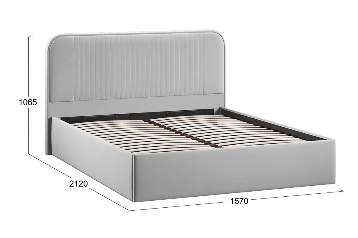 Кровать Тиффани c подъемным механизмом Тип 1 и заглушиной 140х200 (Велюр / Confetti Silver) - купить в Озерце