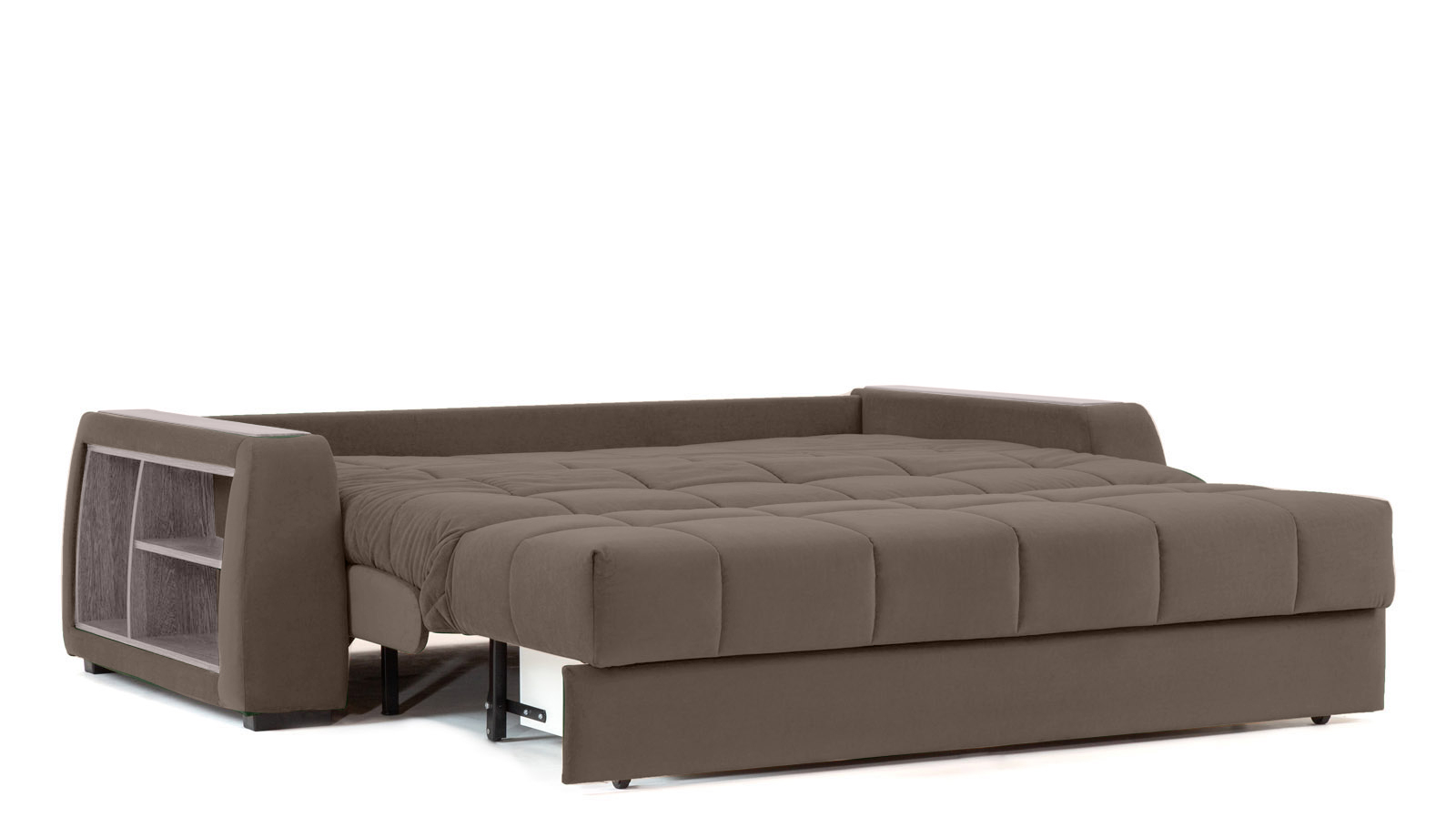 Диван - кровать Domo Pro с полками цвета ясень, стежка квадрат, ткань Sky Velvet 02 140x216 — в мебель-центре Озерцо
