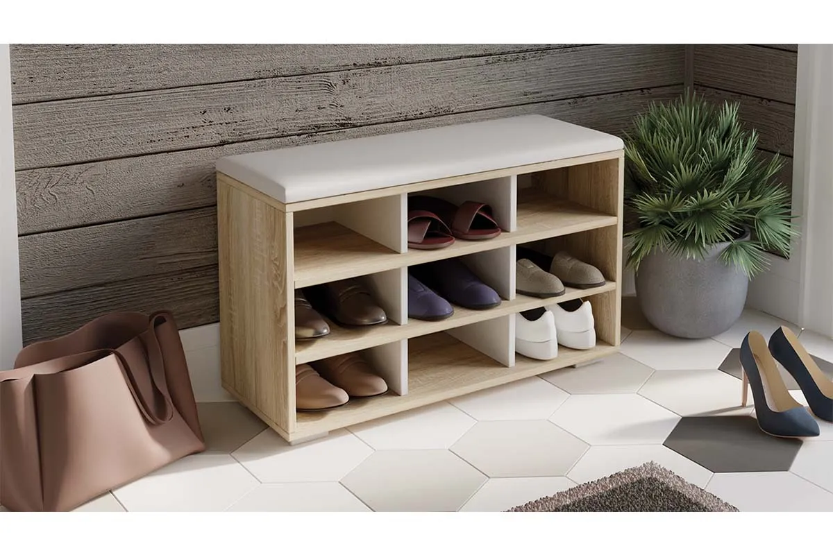 Тумба для обуви Тип 10 (Дуб Сонома/Белый Ясень) — Мебель-центр Озерцо