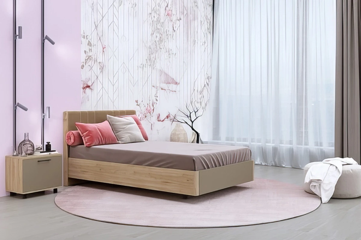 Кровать 140х200 КР-5012-ГС-ЛМ (Гикори Джексон Светлый/Латте Матовый) - купить в Озерце