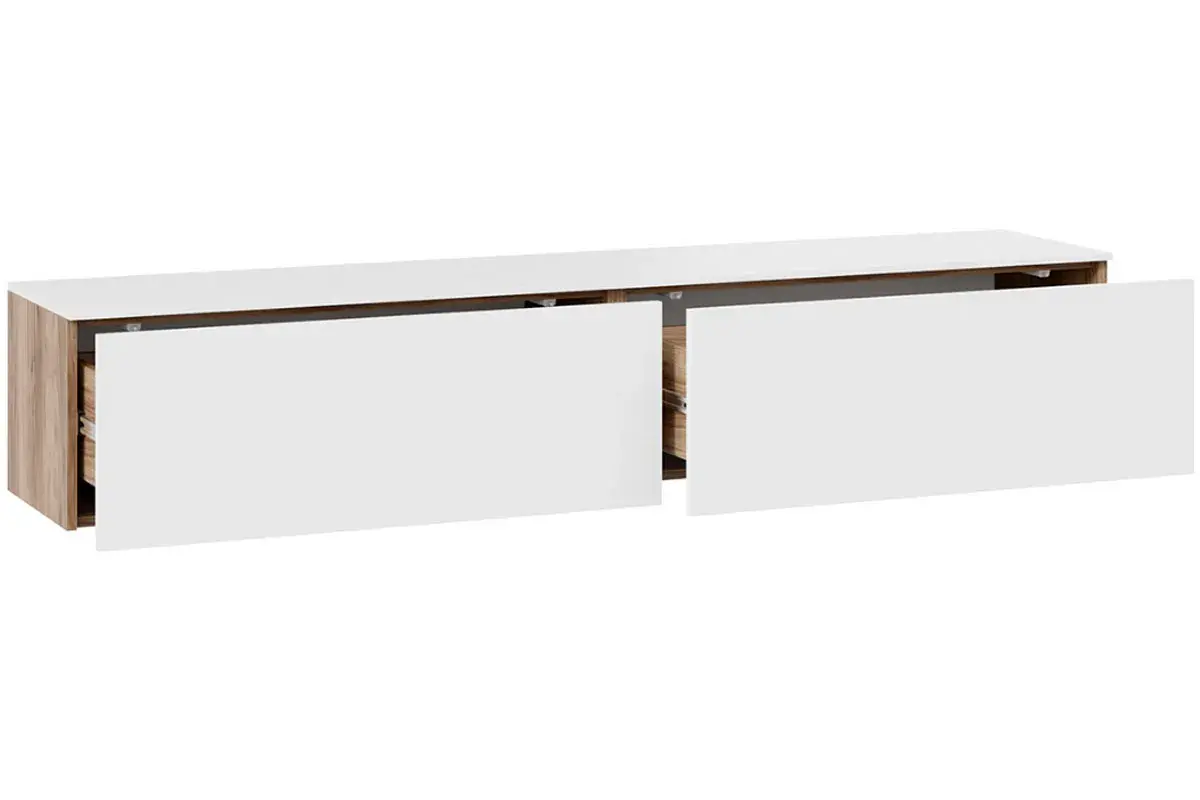 Тумба Порто ТД-393.03.11 для теле- и радиоаппаратуры (Яблоня Беллуно/Белый софт) — Мебель-центр Озерцо