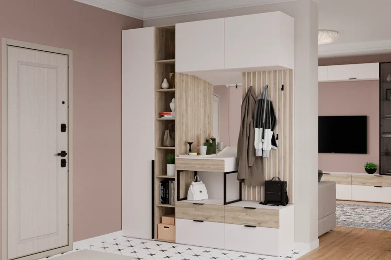 Прихожая Хелли комплект 3 (Дуб Мария / Зефир) - заказать на Ozerco.com Прихожая Хелли комплект 3 (Дуб Мария / Зефир) — Мебель-центр Озерцо