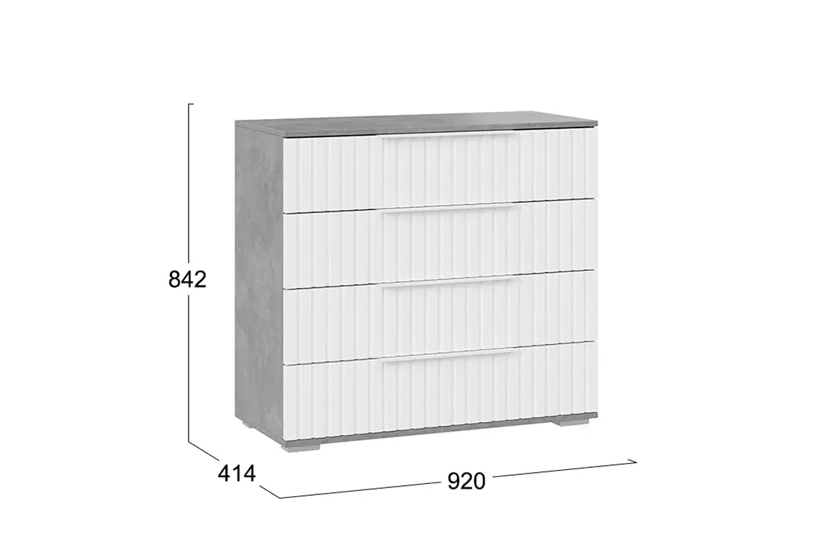 Комод Хилтон (Ателье светлый/Белый матовый) — Мебель-центр Озерцо