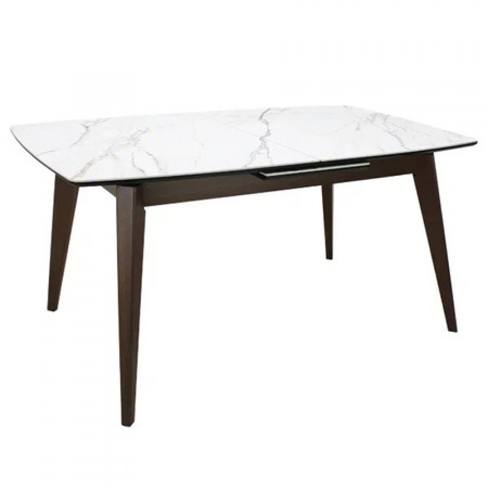 Стол БЕРГАМО-АВТО 89x160/200 керамика белый+золото мат/дуб олово - купить в Озерце