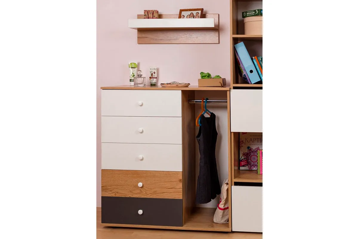 Детская Лойс №3 (Дуб золотистый/Белый/Графит) — Мебель-центр Озерцо