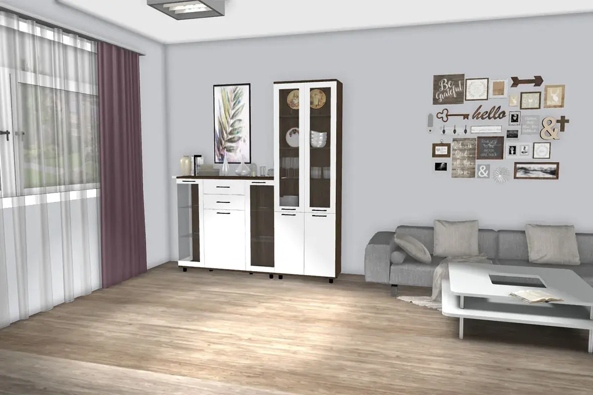 Шкаф многоцелевой ШК-5035-ГТ-БГ (Гикори Джексон Темный/Белый Бриллиант Глянцевый) в мебель-центре Озерцо