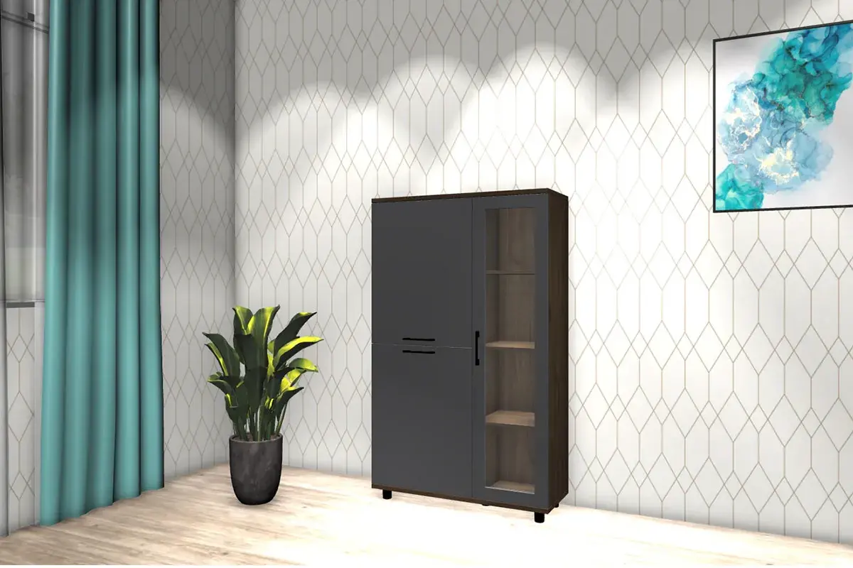 Шкаф многоцелевой ШК-5081-ГТ-АМ (Гикори Джексон Темный/Антрацит Матовый) в мебель-центре Озерцо