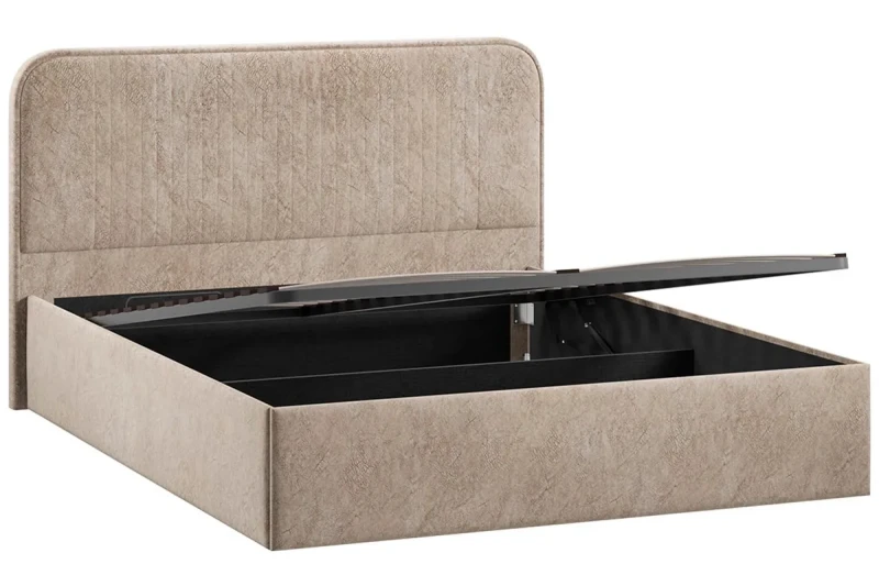 Кровать Тиффани Тип 1 с ПМ и заглушиной 160х200 (Микровелюр/Wellmart Dark Beige) - купить в Озерце