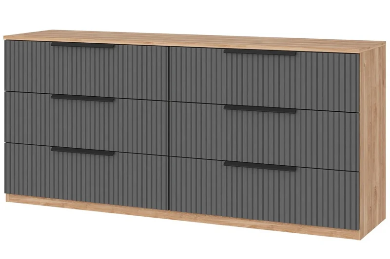 Комод широкий Астория 18 (Дуб кастелло медовый / Графит софт) — Мебель-центр Озерцо