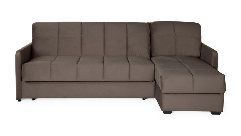 Диван угловой Domo Pro с узкими подлокотниками, стежка квадрат, ткань Sky Velvet 02 180x216 — купить в Озерце