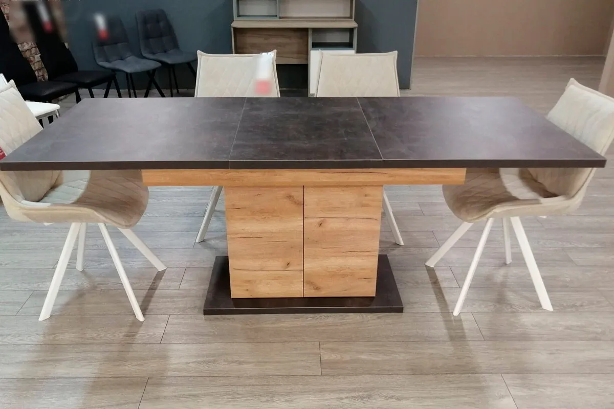 Стол раздвижной Детройт Тип 1 (Дуб Крафт золотой/Ателье темное) - купить в Озерце