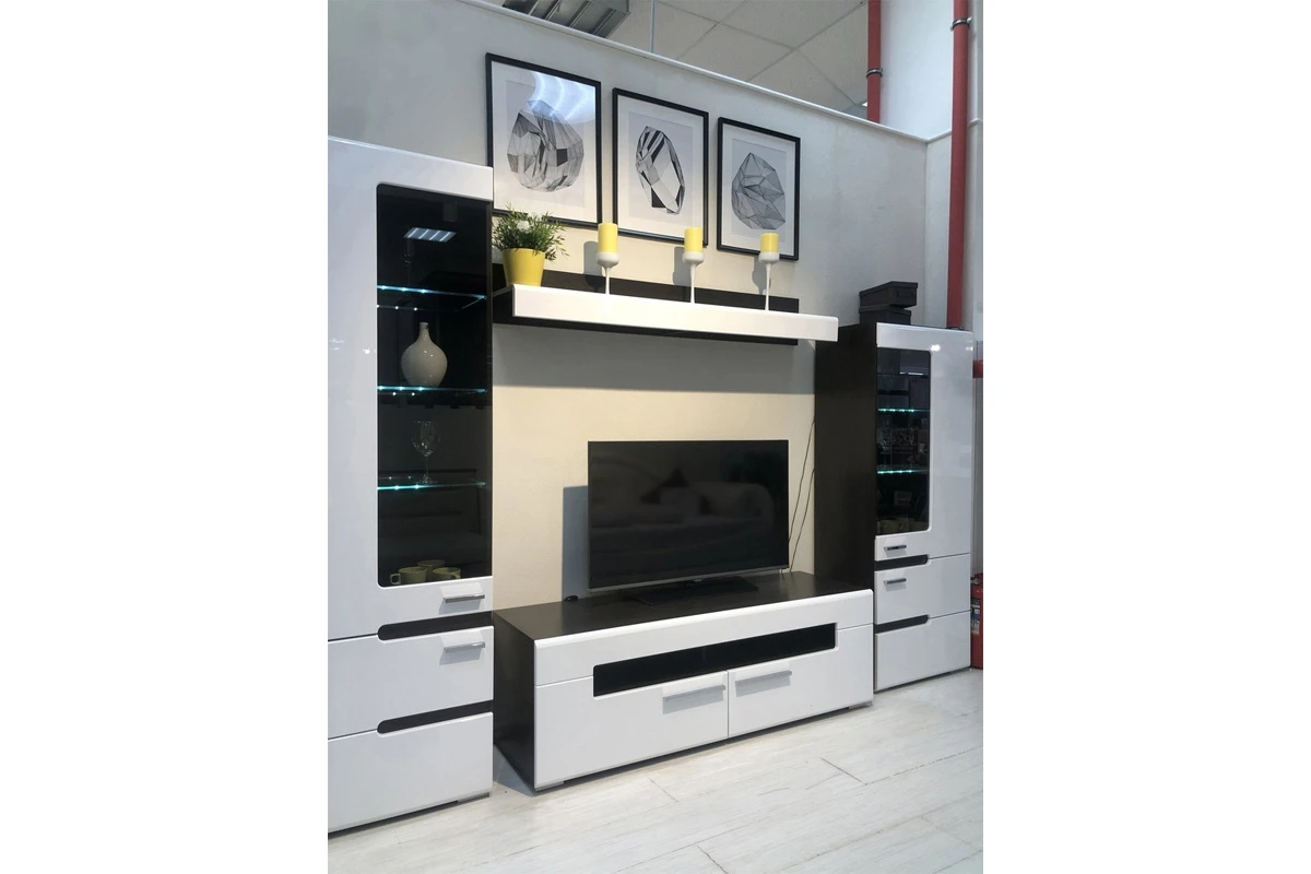 Фьюжн ТД-260.03.11 Тумба ТВ Белый глянец, Венге Линум — Мебель-центр Озерцо