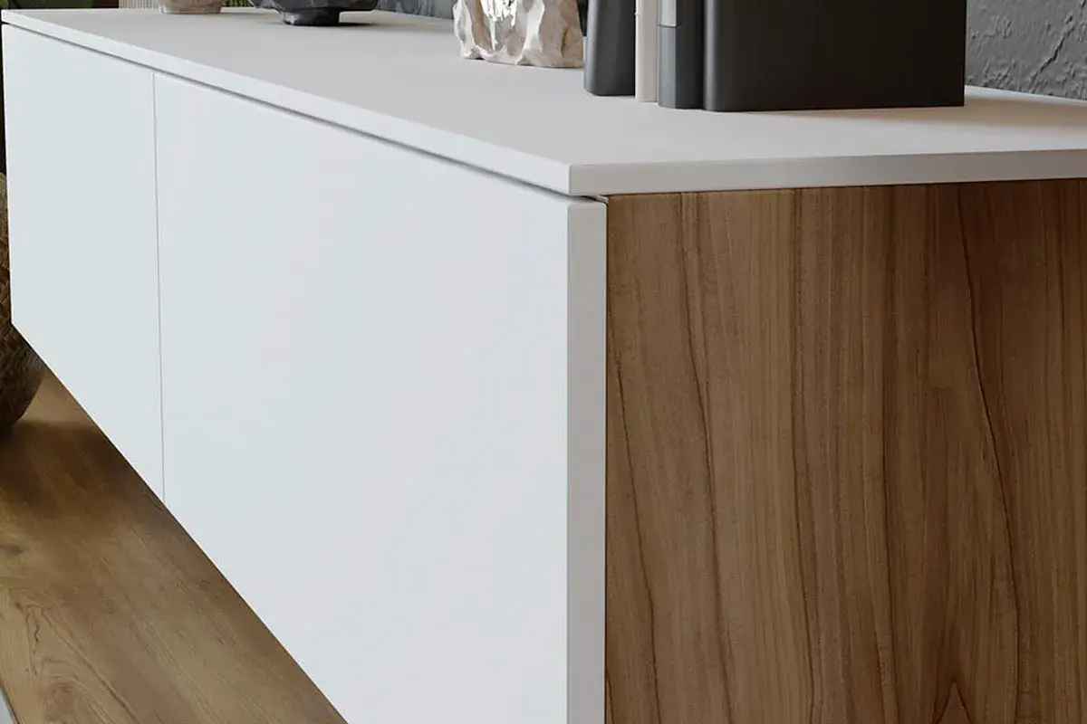 Гостиная Порто №5 (Яблоня Беллуно/Белый софт) — Мебель-центр Озерцо