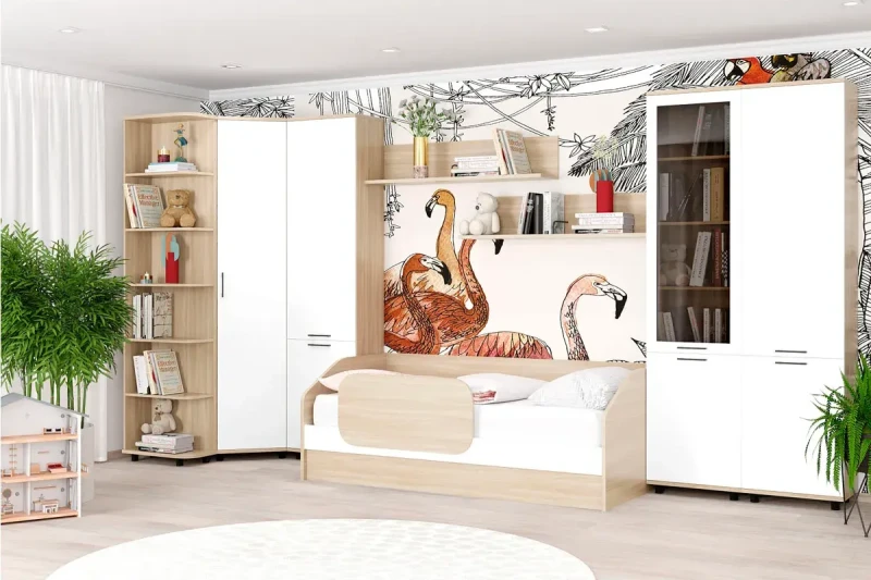 Детская Грейс композиция 4 (Ясень Асахи/Белый Бриллиант Глянцевый) — Мебель-центр Озерцо