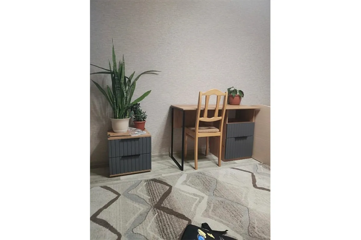 Стол письменный Хилтон Тип 1 (Дуб Крафт золотой/Графит матовый) — Мебель-центр Озерцо