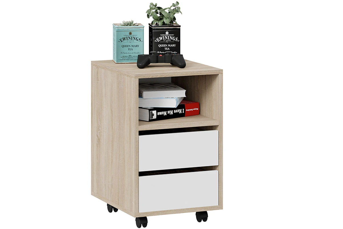 Тумба выкатная Тип 14 (Дуб Сонома/Белый Ясень) — Мебель-центр Озерцо